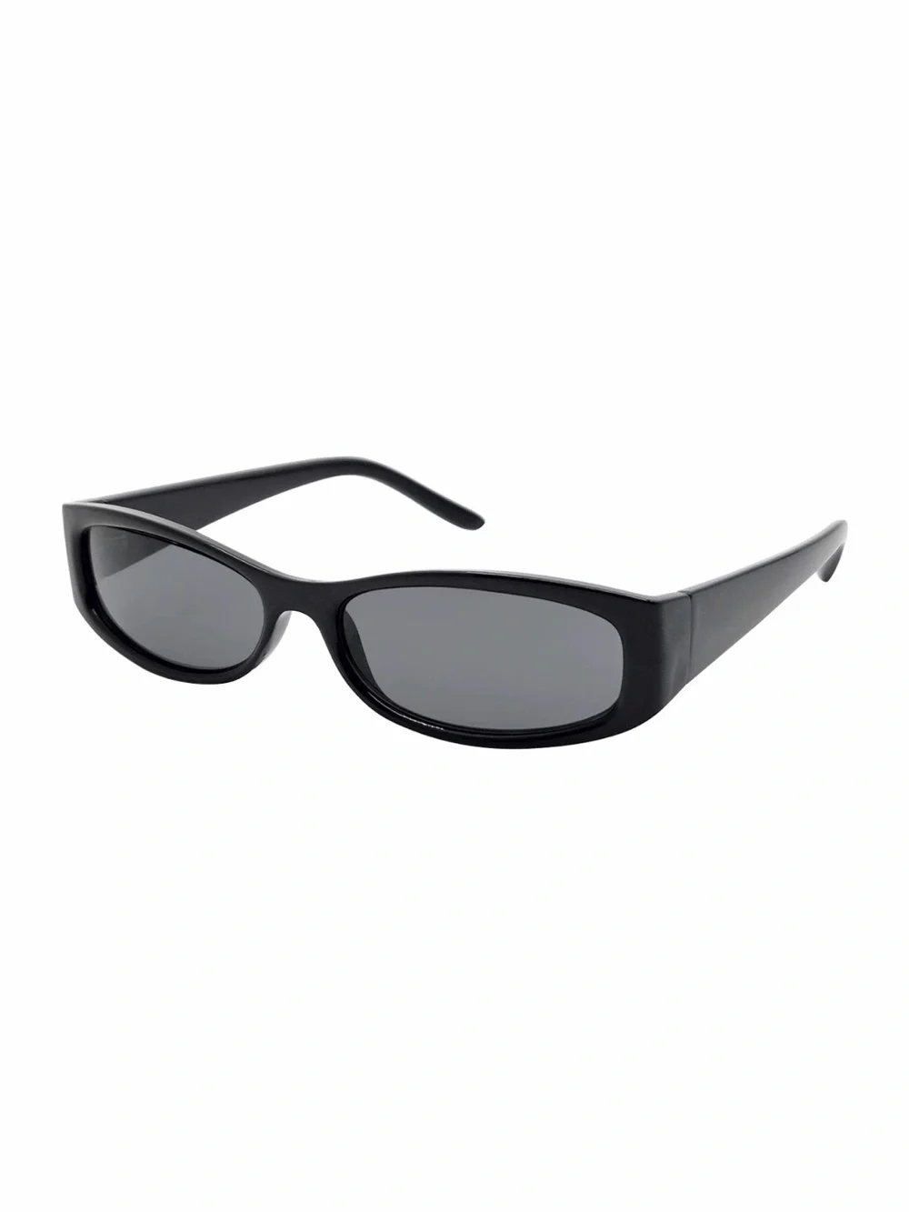 Slim Rectangle Black Frame Smoke Lens Sunglasses - 100% UV Protection